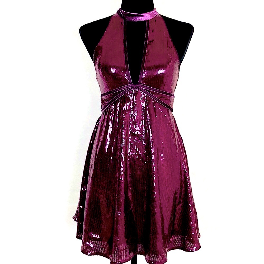 LAST CHANCE—🎀FREE PEOPLE🎀— Glam Sequin Party Mini Dress— Film Noir Slip Dress✨ - Picture 1 of 8